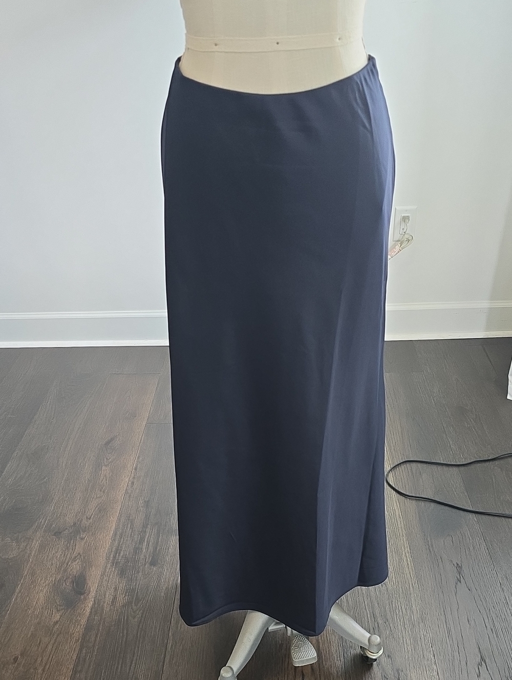 Classic Navy Satin Slip Skirt - Women